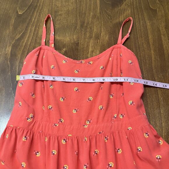 Old Navy Red Floral Print Spaghetti Strap Fit & Flare Mini Dress Size M Y2K - Picture 7 of 12